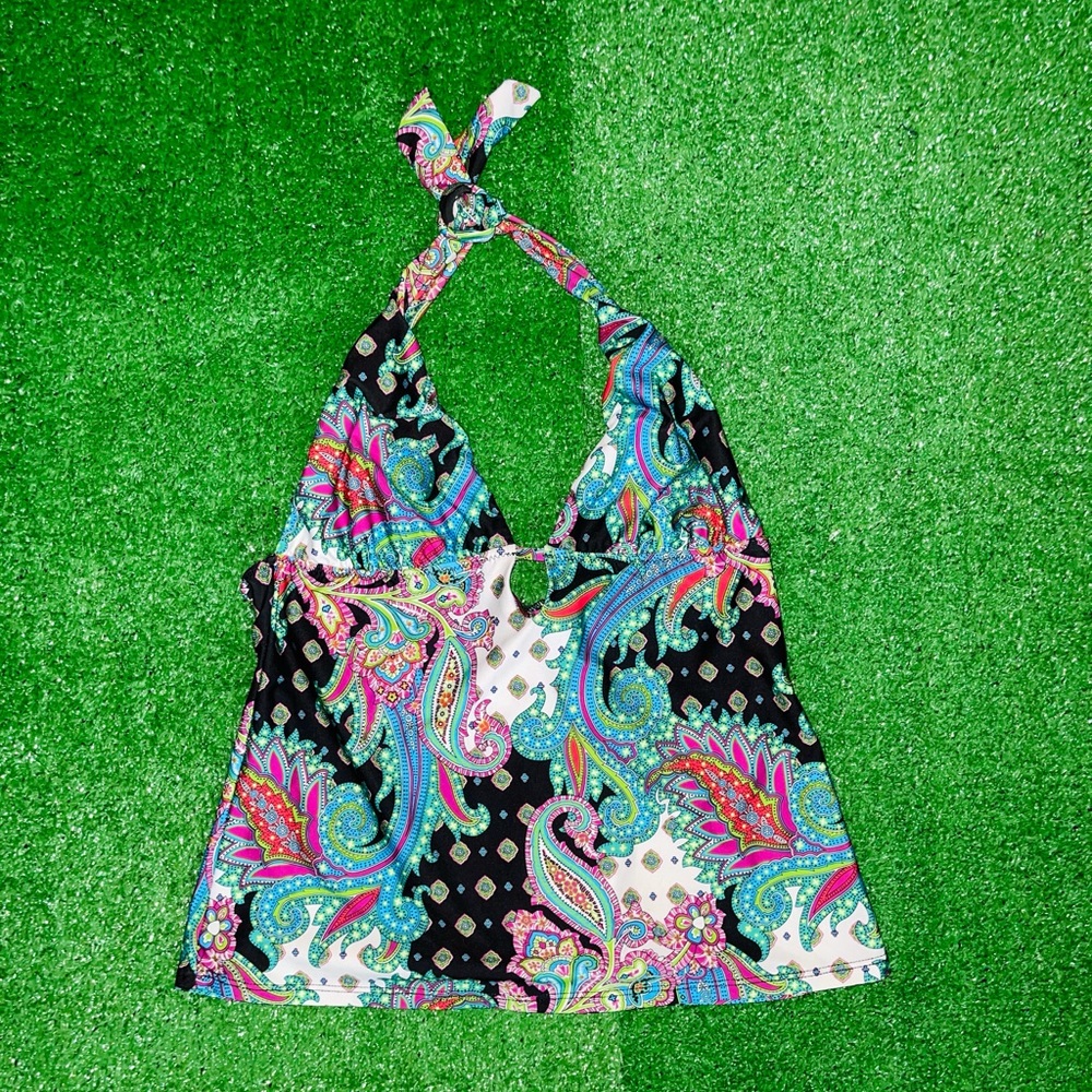 ✨Multicolored paisley tankini halter top